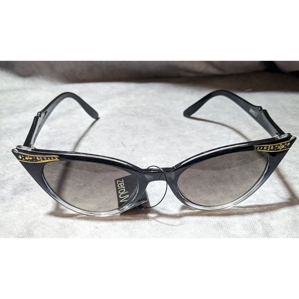 ZeroUV Retro Glam Goth Cateye Sunglasses